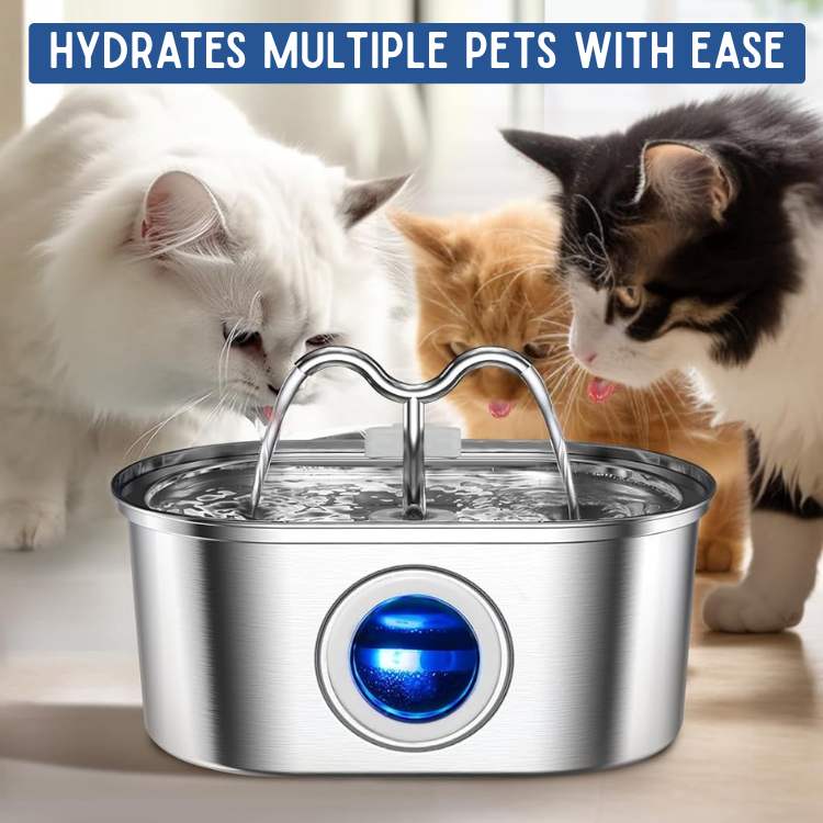 BowLift | Cat Water Fountain made of Stainless Steel – Quiet, Hygienic and BPA-free – 2L Capacity