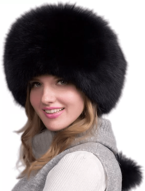 BowLift | FurLuxe Natural Fox Fur Winter Hat | Thick fur cap with earmuffs for elegant cold-weather style