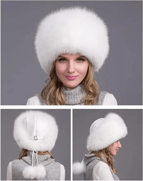BowLift | FurLuxe Natural Fox Fur Winter Hat | Thick fur cap with earmuffs for elegant cold-weather style