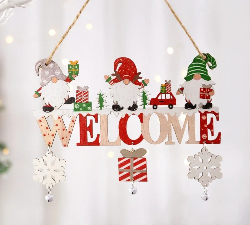 BowLift | Gnome Santa Claus Wooden Hanging Ornament Signage - Set of 5 – Festive Christmas Decoration for Home, Door, and Tree, Perfect for Holiday Cheer