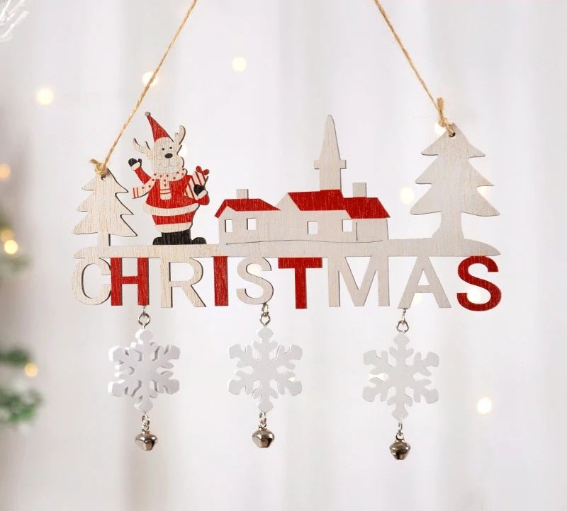 BowLift | Gnome Santa Claus Wooden Hanging Ornament Signage - Set of 5 – Festive Christmas Decoration for Home, Door, and Tree, Perfect for Holiday Cheer