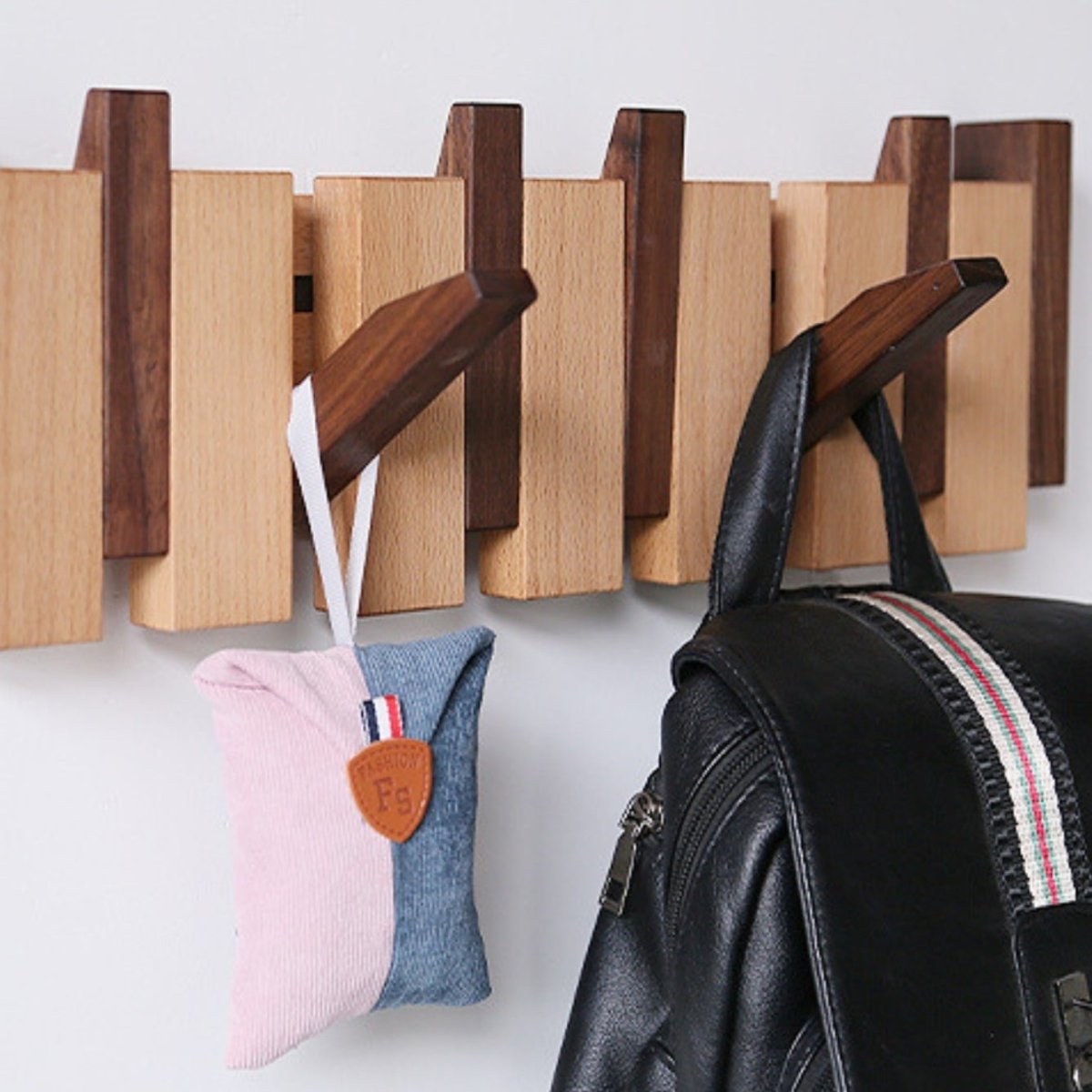 BowLift | Handcrafted Wooden Piano Coatrack | Unique Design with 4-10 Hooks for Hallway, Bedroom & Office Storage