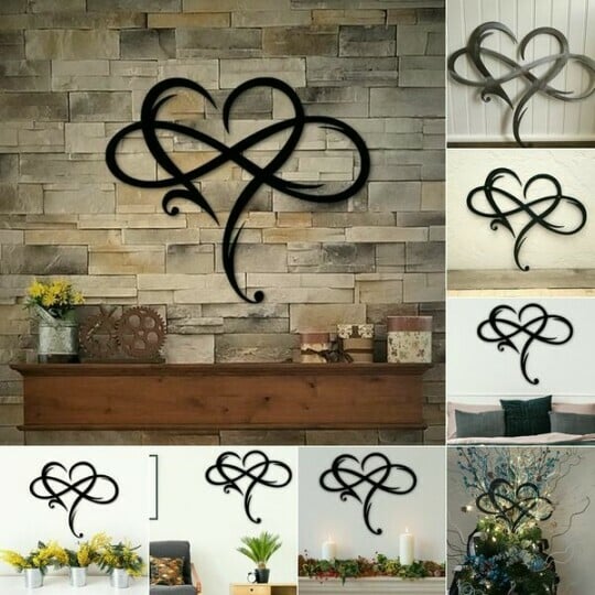 BowLift | InfinityHeart Wall Decor – Iron Wall Sculpture with Symbol of Eternal Love