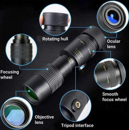 BowLift | High-Power Waterproof Monocular Telescope with 10x Magnification for Bird Watching, Hiking, and Outdoor Adventures