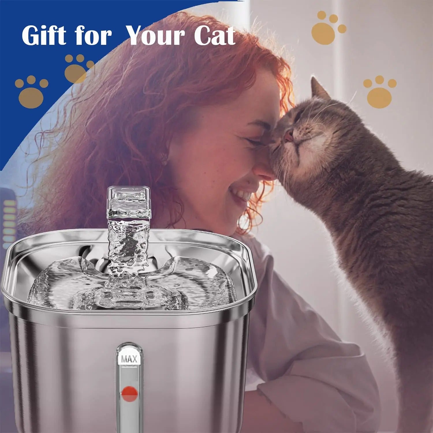 BowLift | Cat Water Fountain Stainless Steel Quiet Dispenser