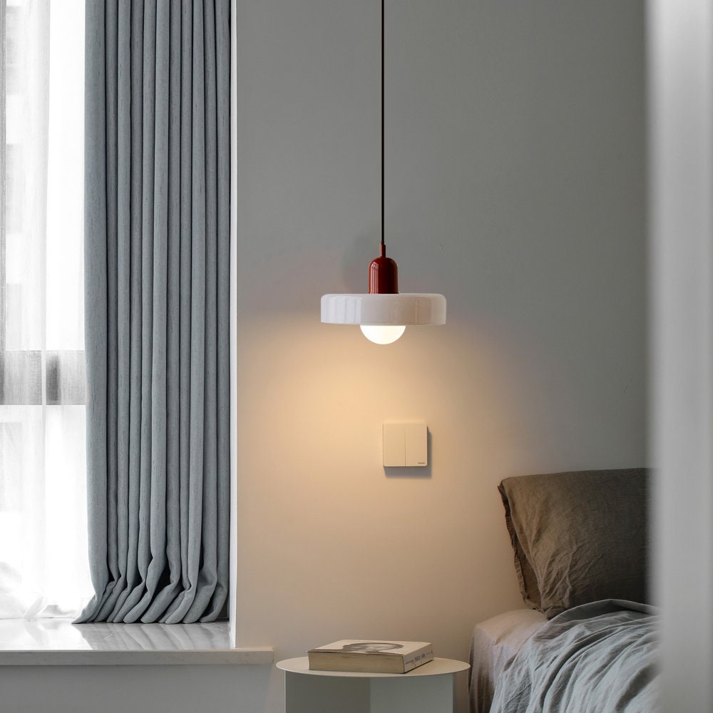 BowLift | Bauhaus Pendant Light | Colored Glass, Adjustable Height & Ideal for Dining Rooms and Modern Interiors