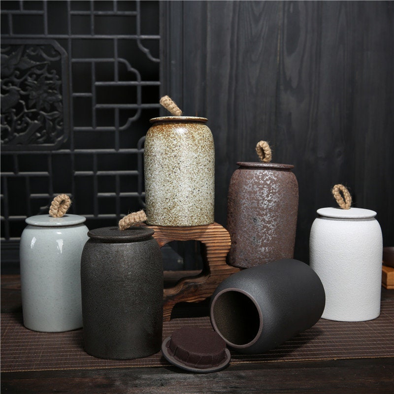 BowLift | Kitchen Vintage Storage Jar for Cookies and Sugar | Airtight Ceramic Pot Gong Fu