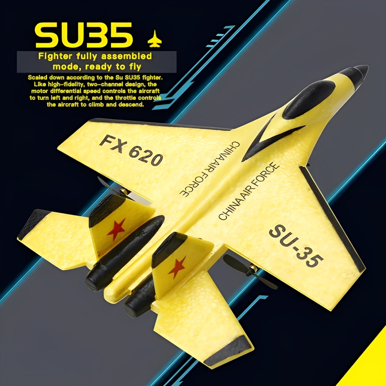 BowLift | EPP Foam SU35 RC Plane – 2.4G Remote Control Jet with LED Lights