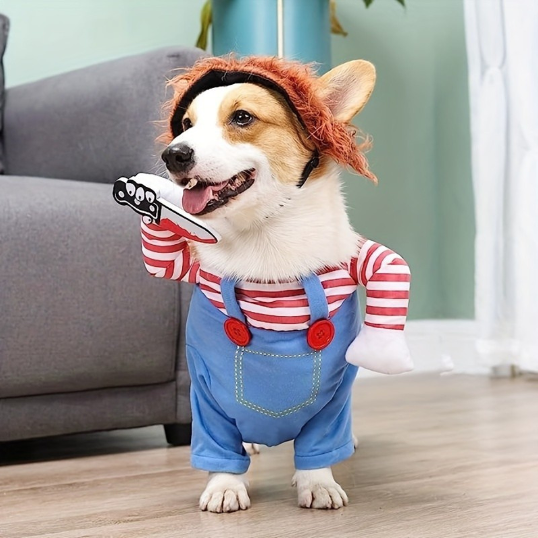 BowLift | Dog Halloween Costume Plush Funny Outfit | Scary Doll Design