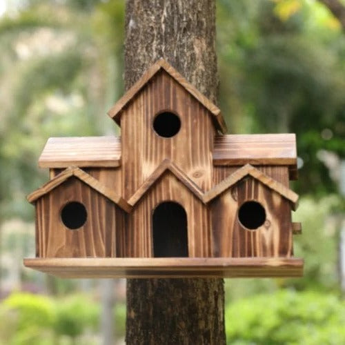 BowLift | Handcrafted Wooden Birdhouse Tree Birdhouse with 6 Holes