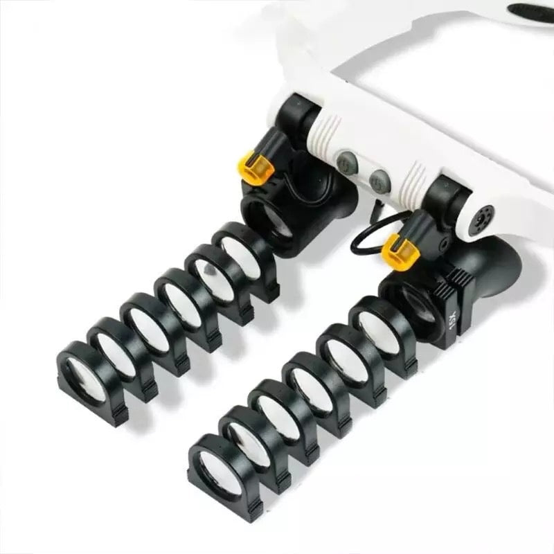 BowLift | Jeweler Headband Magnifying Glass 8 Lens LED Light Glasses
