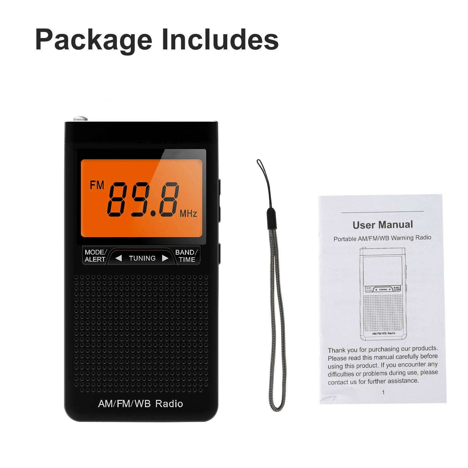 BowLift | Portable AM/FM Pocket Radio with Weather Alerts and Digital Tuning