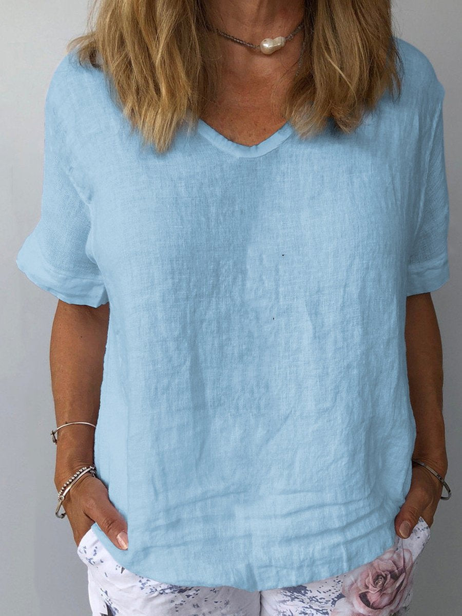 Casual Cotton-Linen Top with Relaxed Fit