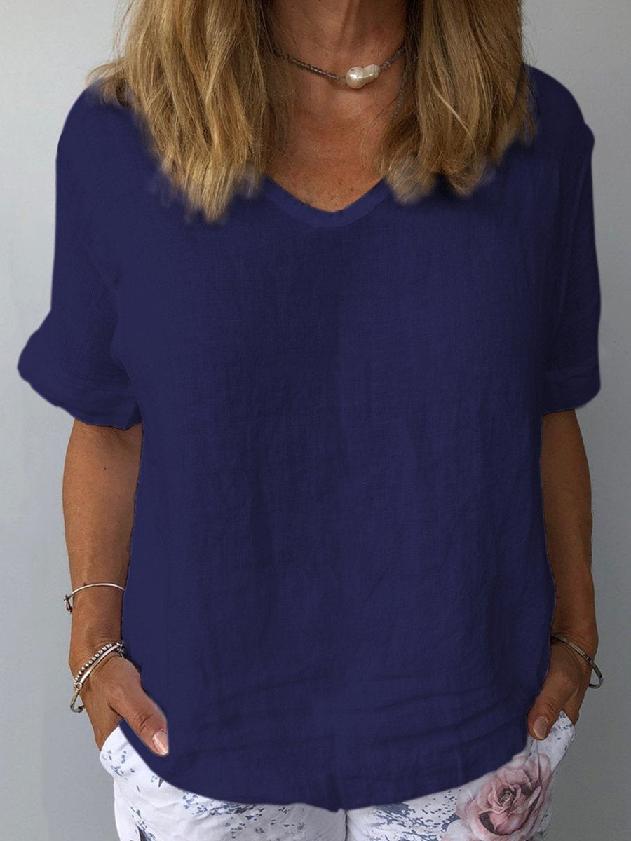 Casual Cotton-Linen Top with Relaxed Fit