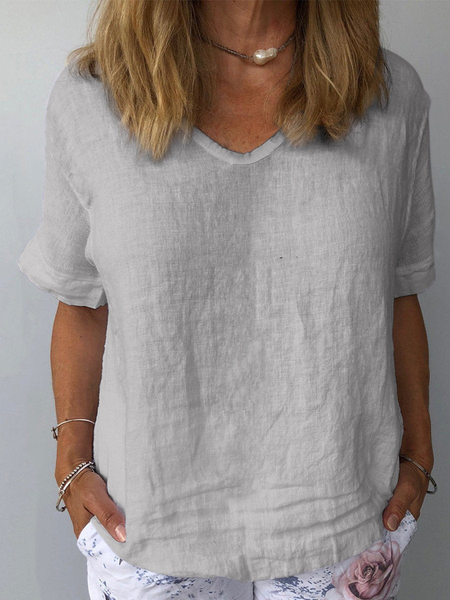 Casual Cotton-Linen Top with Relaxed Fit