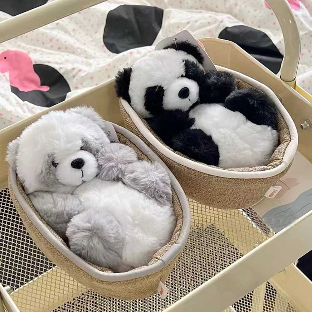 BowLift | Kawaii Baby Panda In Basket Plush Toy