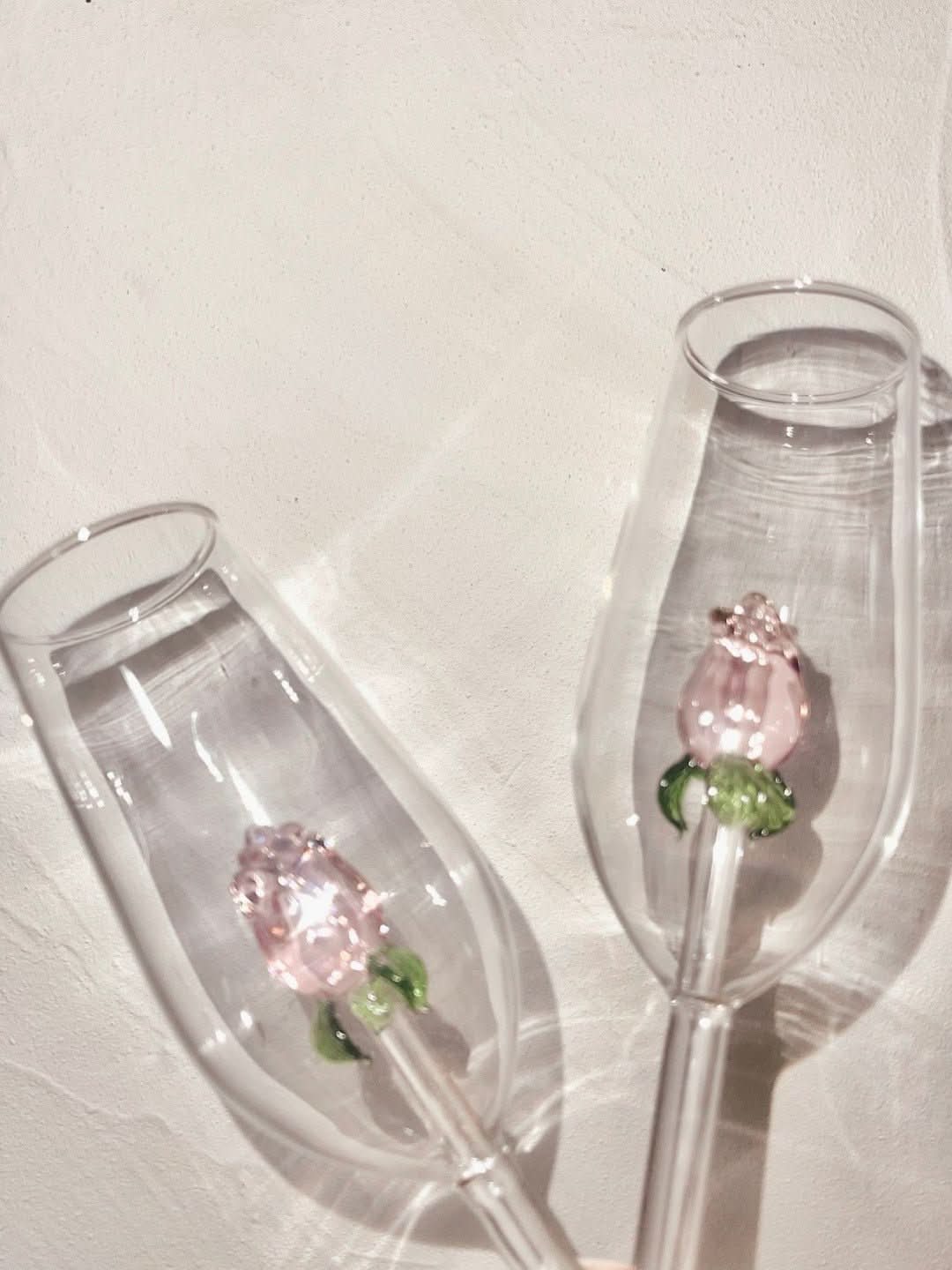 BowLift | La Vie En Rose | Champagne Glass - Handmade