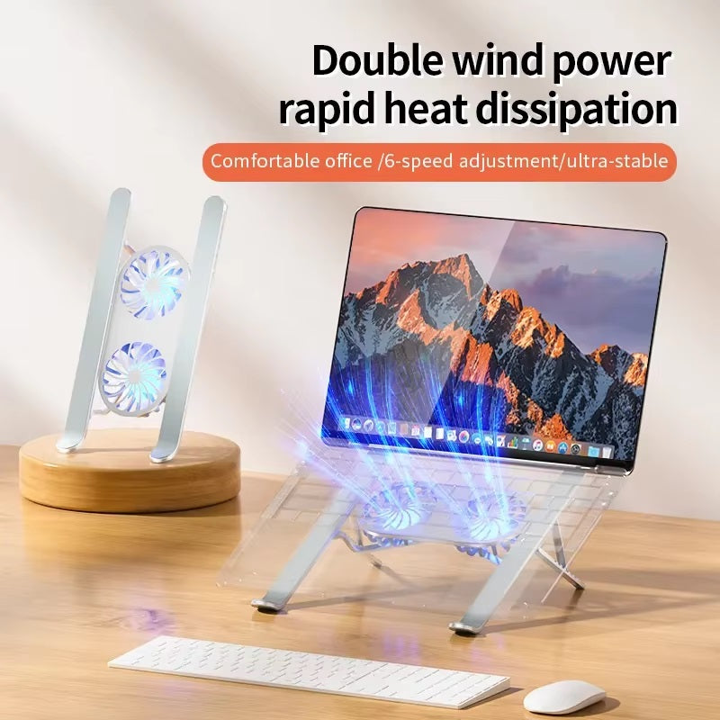 BowLift | Foldable Laptop Stand with 360° Rotating Cooling Fans and Adjustable Height