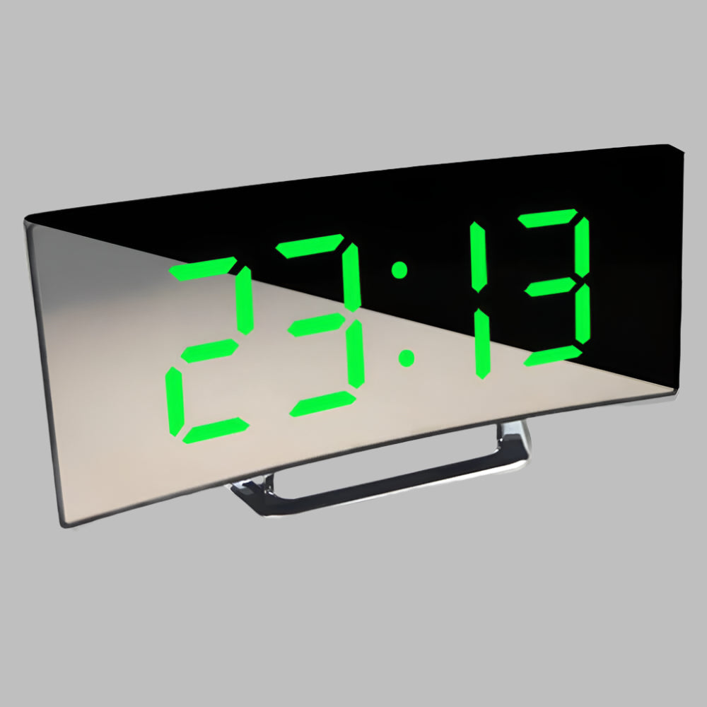 BowLift | Curved LED Alarm Clock | Compact Design with Snooze Function for Bedroom or Study Use