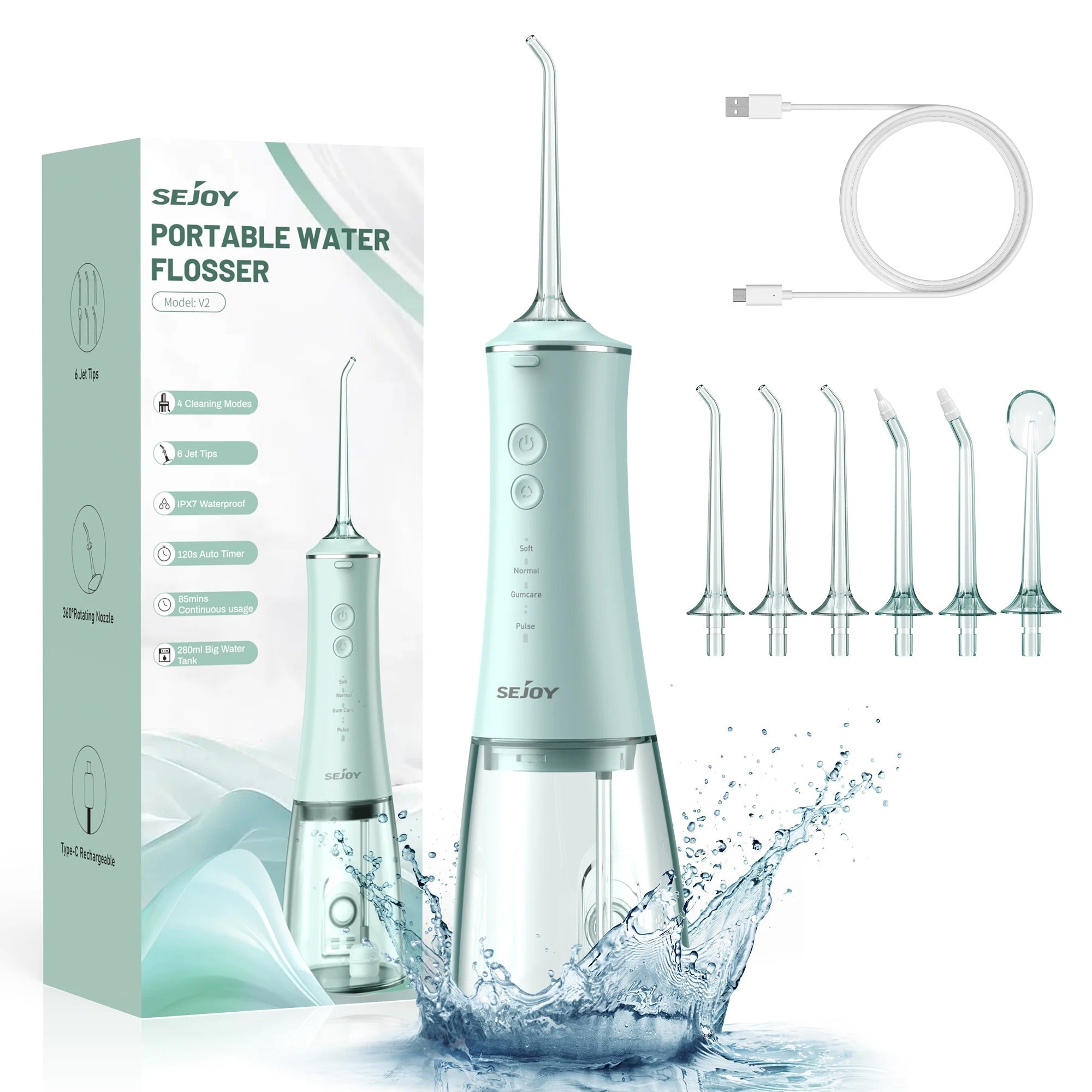 BowLift | Dental Water Flosser | Rechargeable with 4 Modes & Interchangeable Nozzles for Deep Cleaning and Gum Health