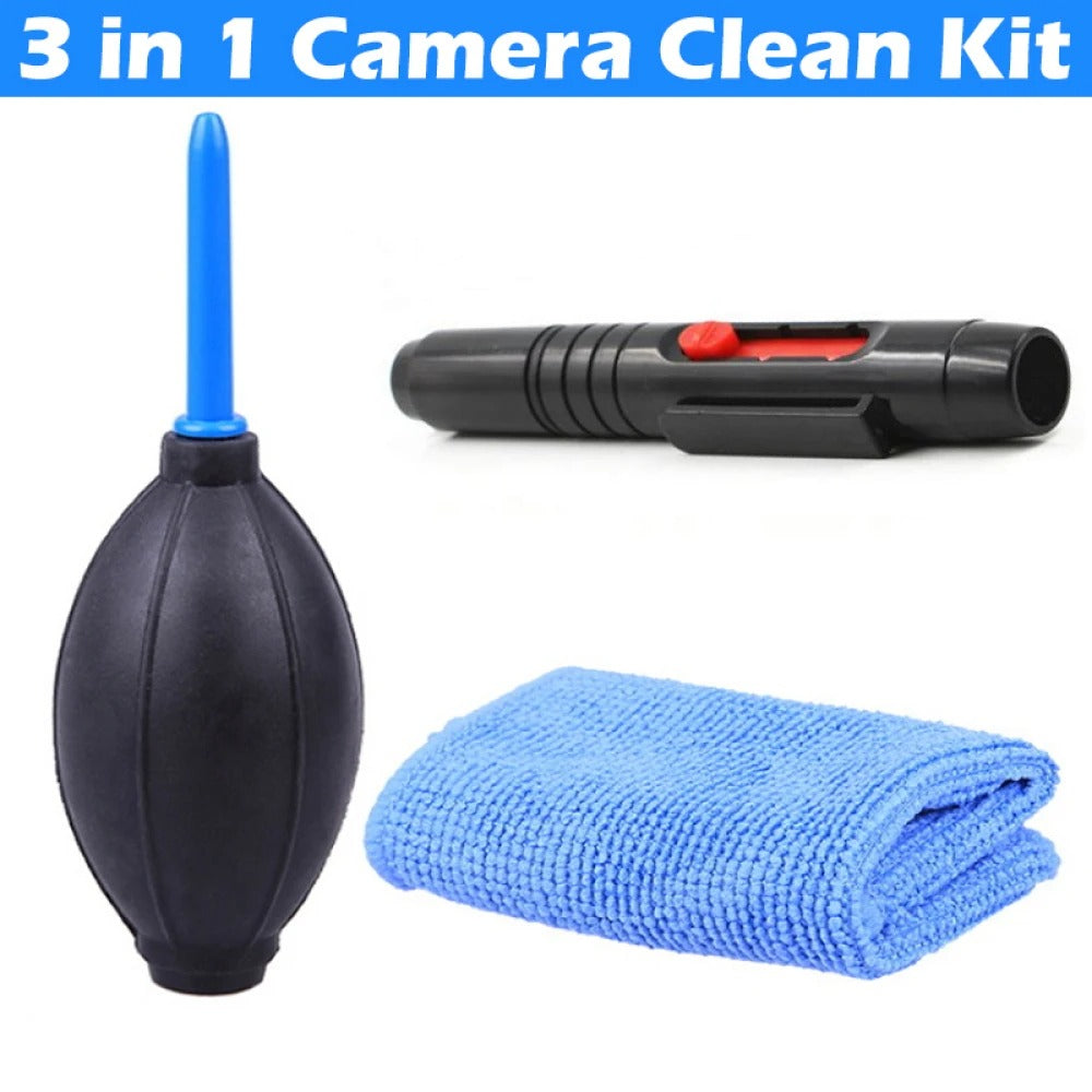 BowLift | 3 in 1 Portable Camera Clean Kit Lens Cleaning Cleaner Dust Pen Blower Cloth Kit for Camera, Videos, Lenses, CCD