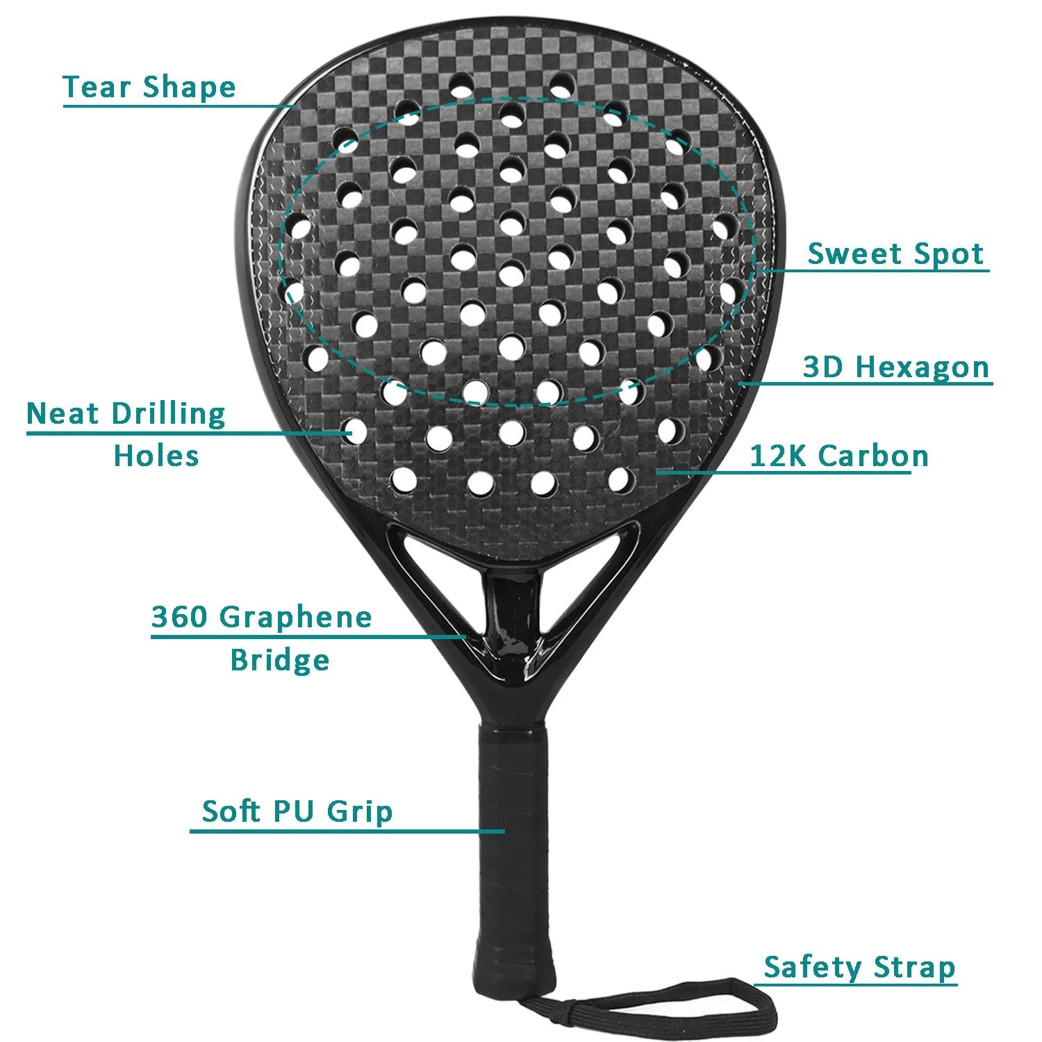 BowLift | Carbon Fiber Padel Racket with EVA Soft Core - High-Performance Paddle for Training & Match Play