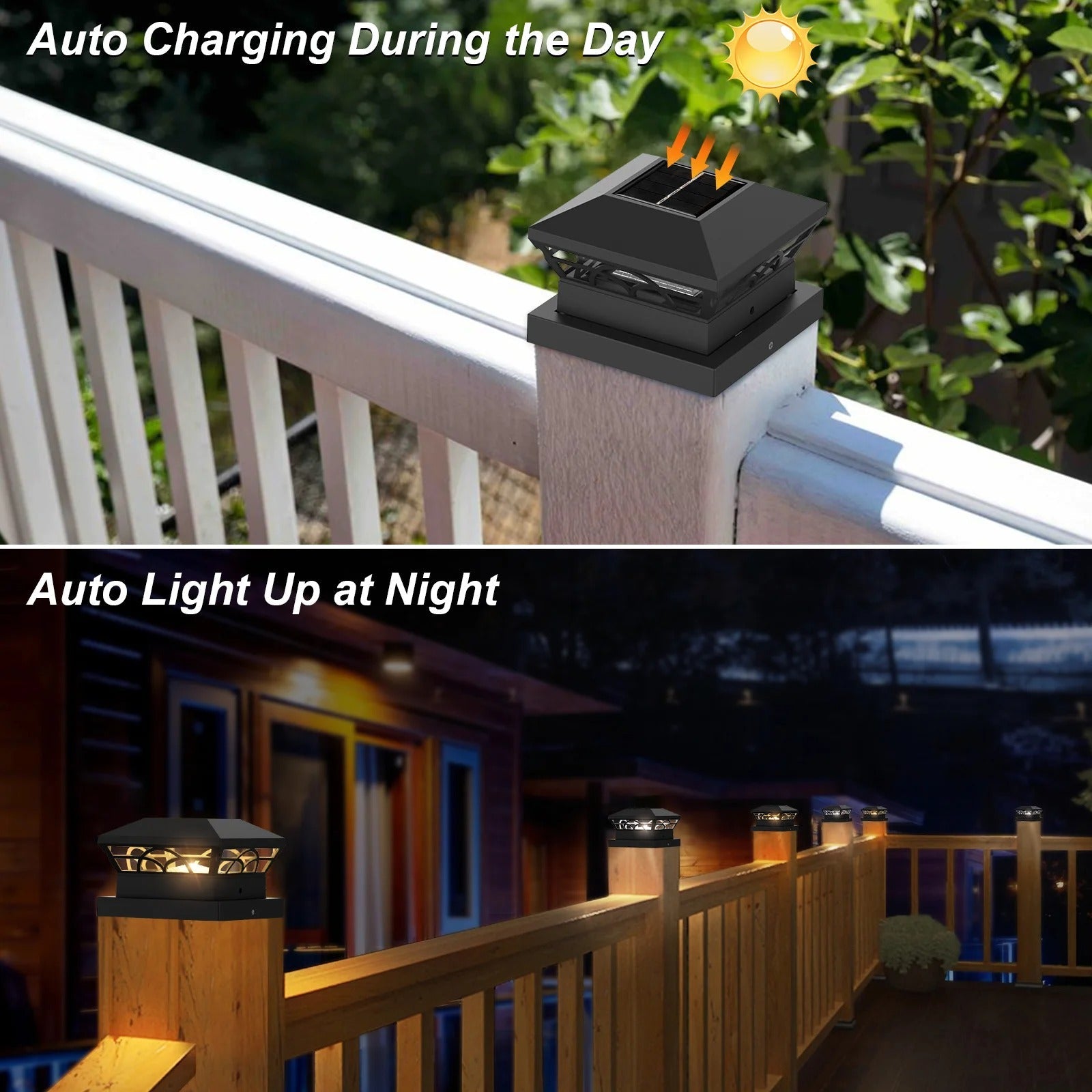 BowLift | Peake Solar Post Cap Light - Durable Outdoor Solar Post Lights for Fence Posts