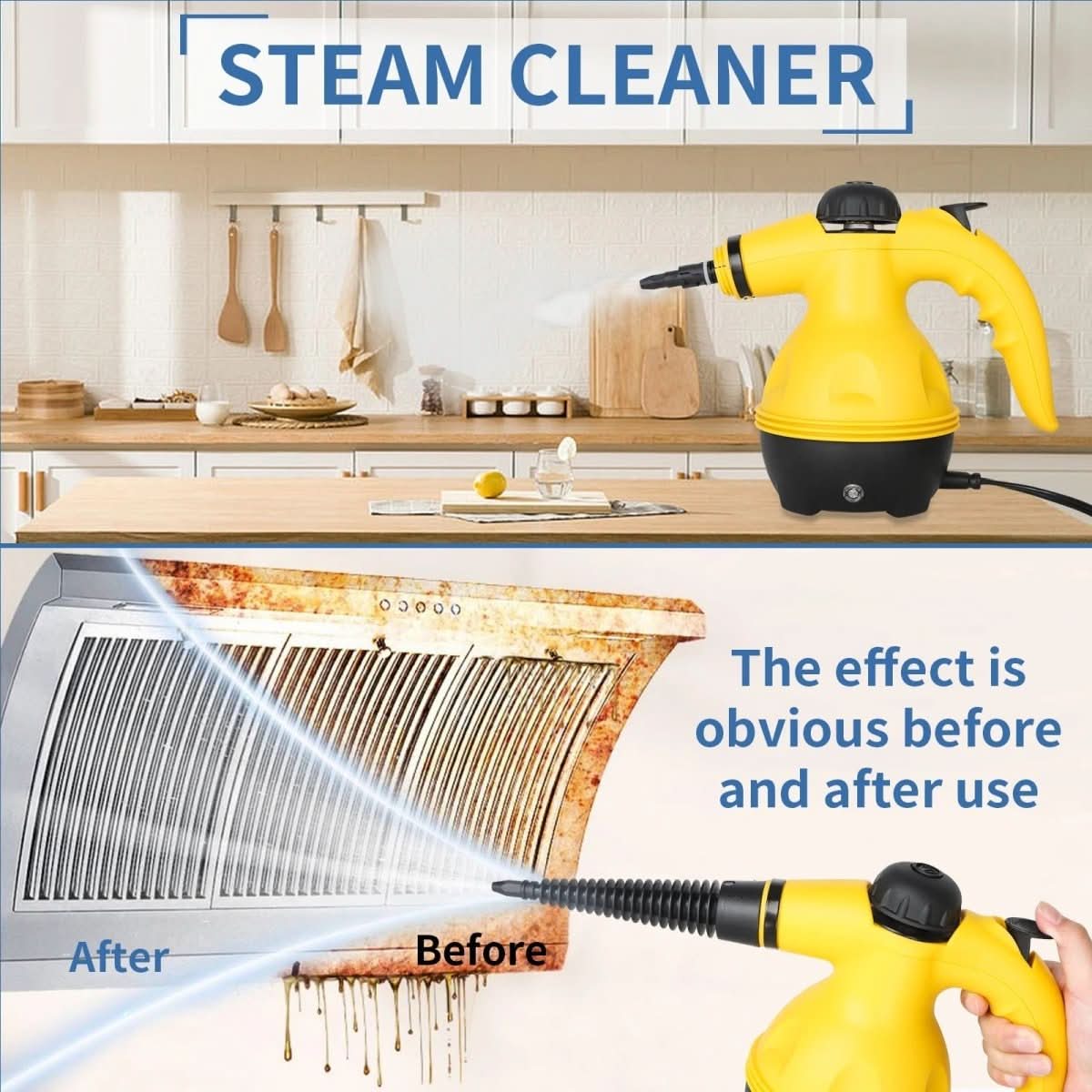 BowLift | Chemical-free steam cleaner with 8 attachments for household, clothes & windows