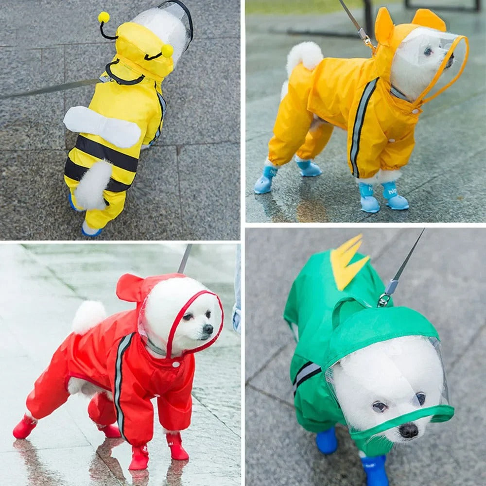 BowLift | Adorable Bear-Themed Full Body Dog Raincoat with Reflective Safety Features