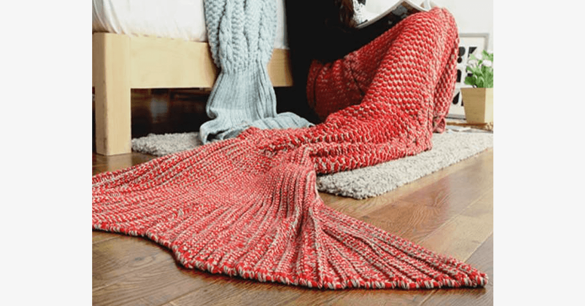 BowLift | Cozy Cotton Knit Mermaid Tail Blanket