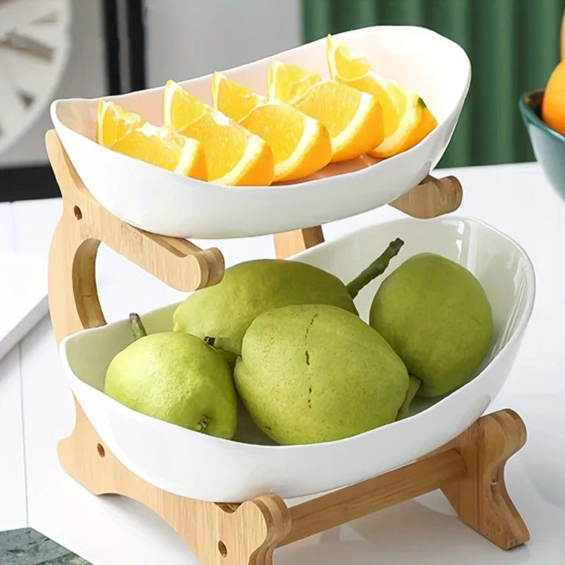 BowLift | BambuNest – Modern Bamboo Fruit Basket with Removable Trays & Multi-Tier Design