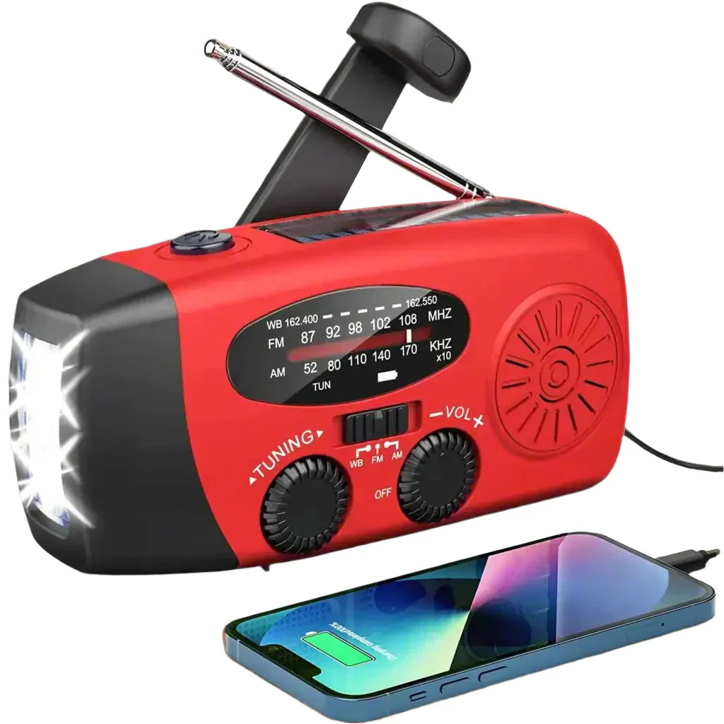 BowLift | Emergency Solar Radio with Crank – Portable Dynamo Radio with Power Bank & LED Flashlight