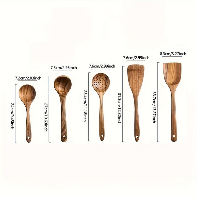 BowLift | FJORDFLAME SET – Sustainable 5-Piece Teak Wood Kitchen Utensil Set