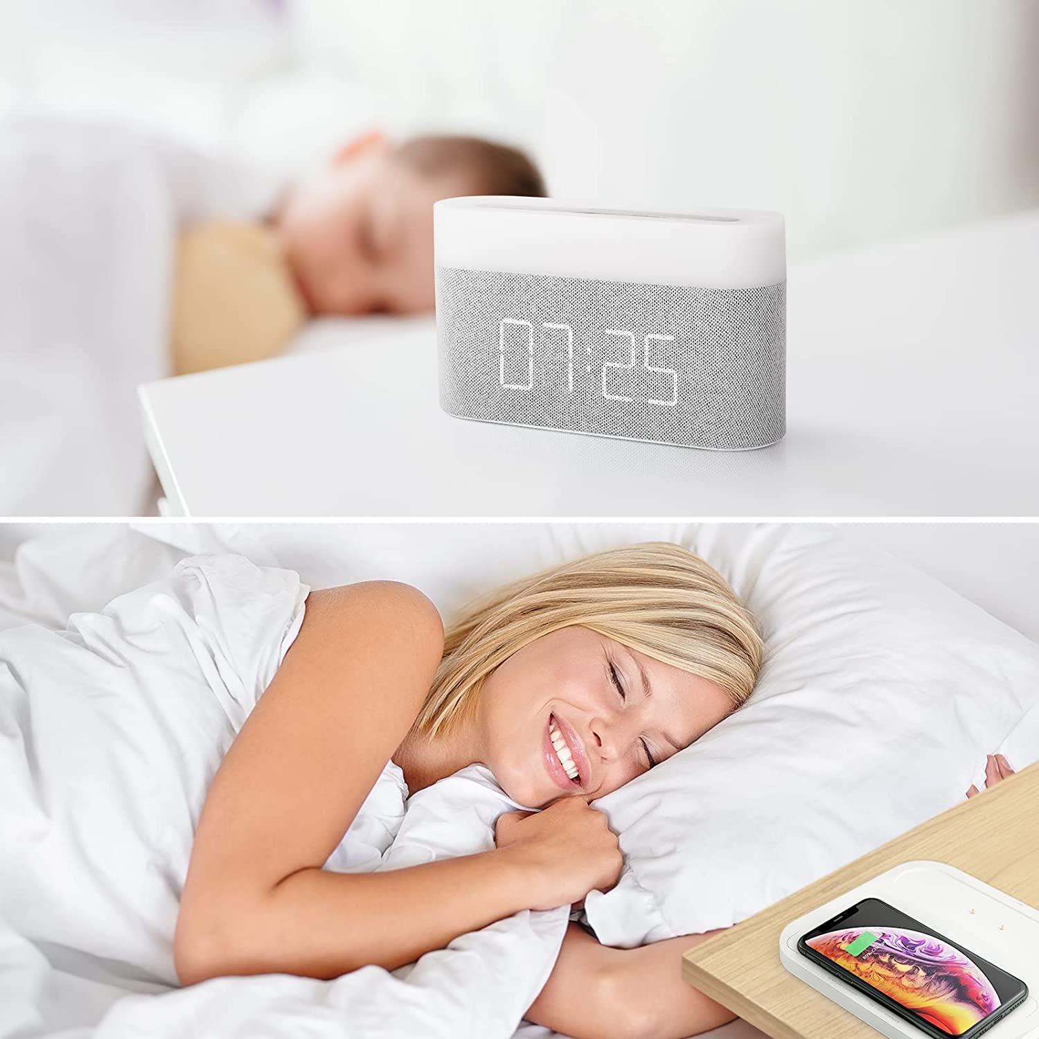BowLift | 3-in-1 Wireless Charger, LED Lamp & Digital Alarm Clock | Fast Charging Dock