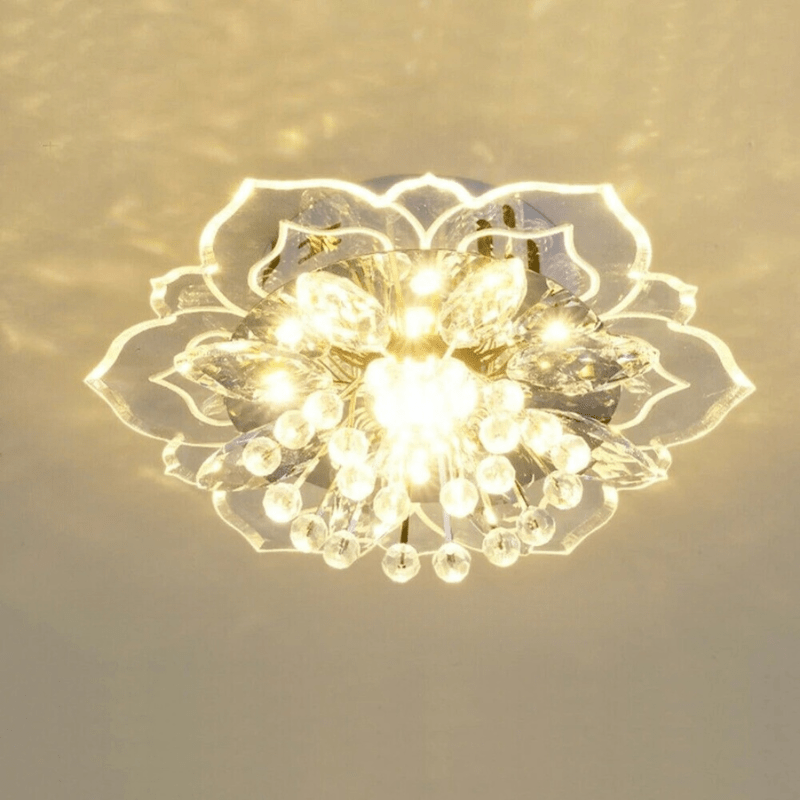 BowLift | FloralGlow LED Crystal Ceiling Lamp – Elegant Flower Design
