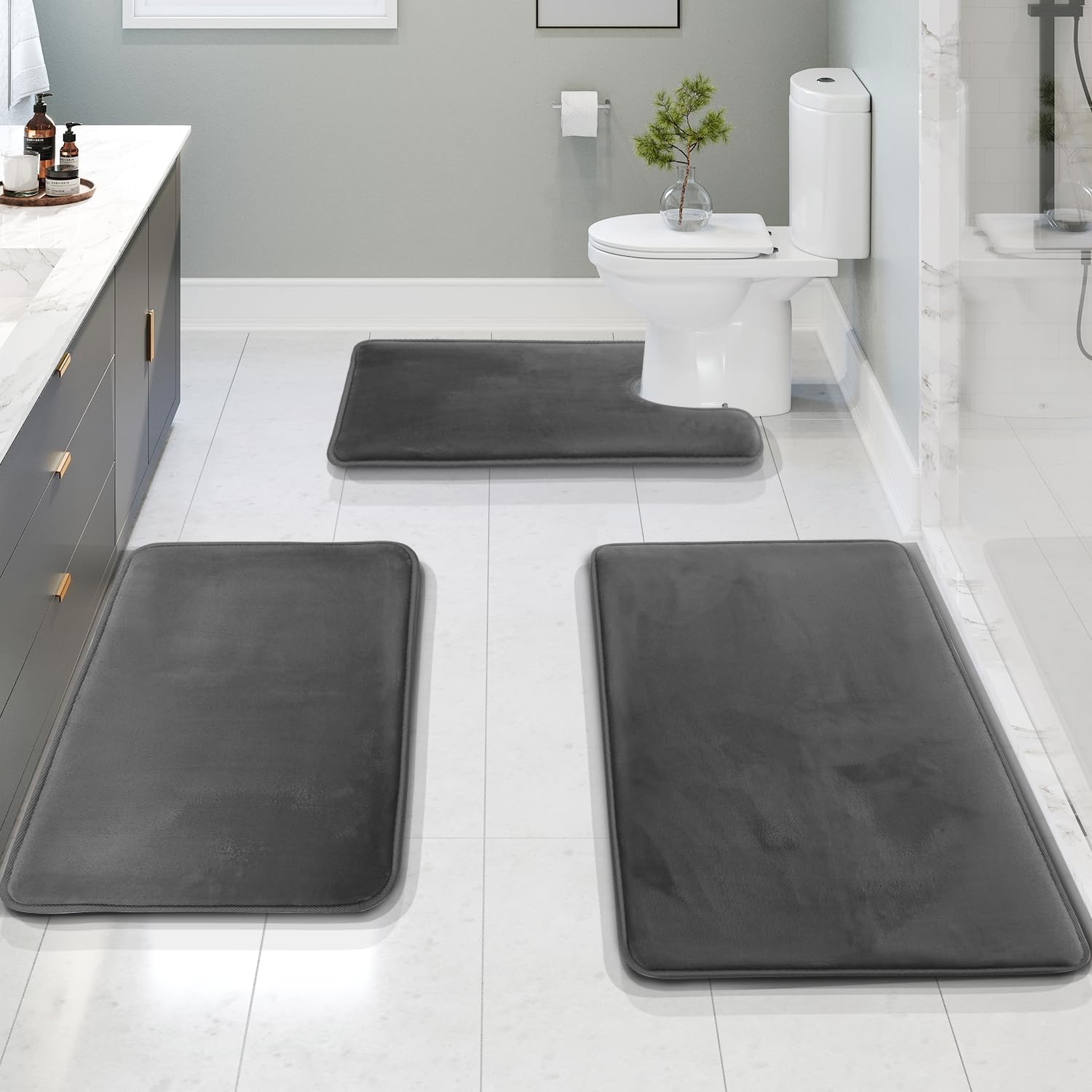 BowLift | Bath Mat Set Non Slip Memory Foam