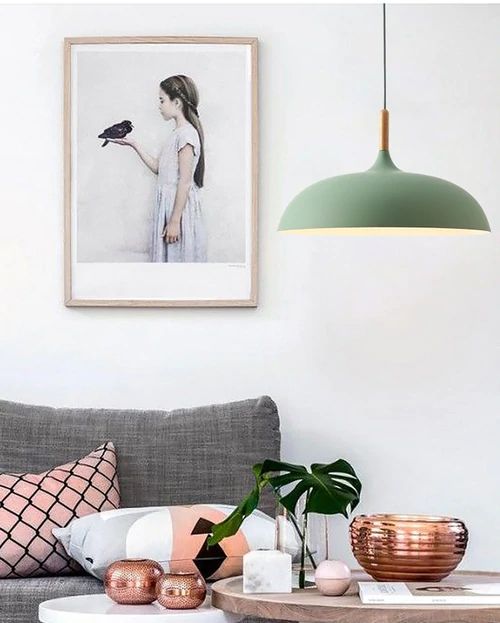 BowLift | Pendant lights made of metal and wood in delicate pastel shades