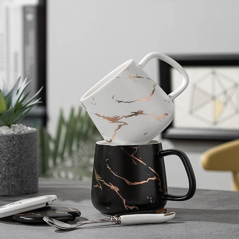 BowLift | Elegant Marble Ceramic Coffee Mug Gift Set