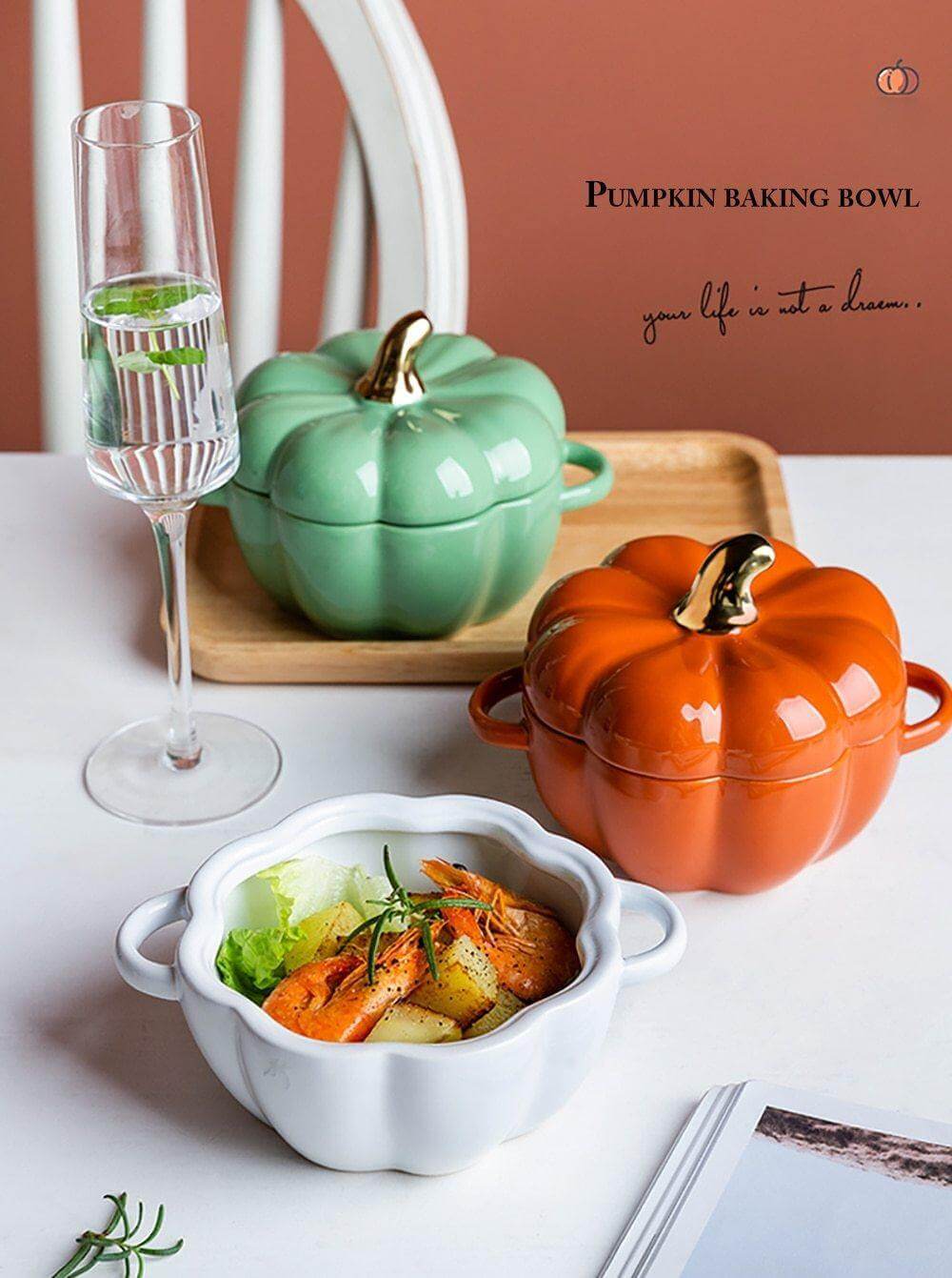 BowLift | Pumpkin Shape Baking Bowl With Glazed Lid