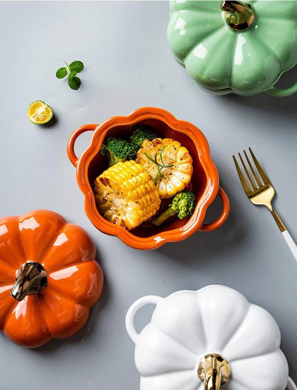 BowLift | Pumpkin Shape Baking Bowl With Glazed Lid