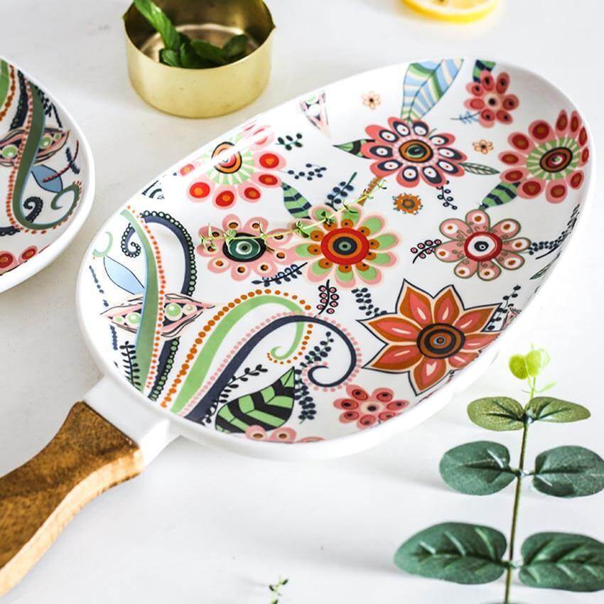 BowLift | Colorful Ceramic Floral Pattern Serving Plate