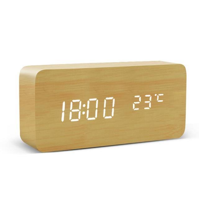 BowLift | LED alarm clock in wooden cube shape
