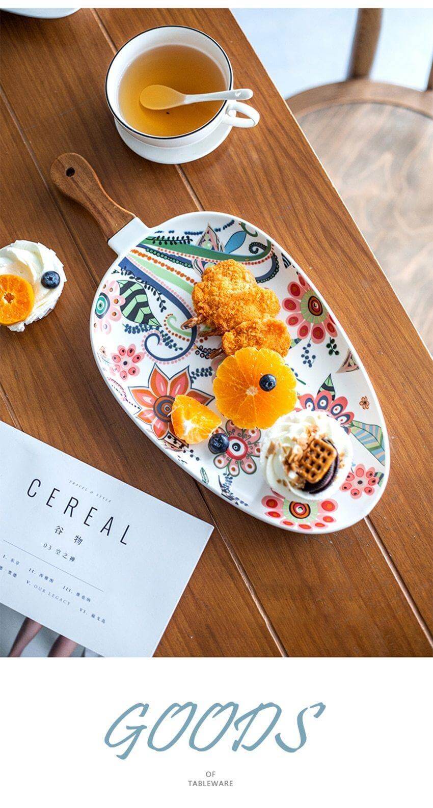 BowLift | Colorful Ceramic Floral Pattern Serving Plate