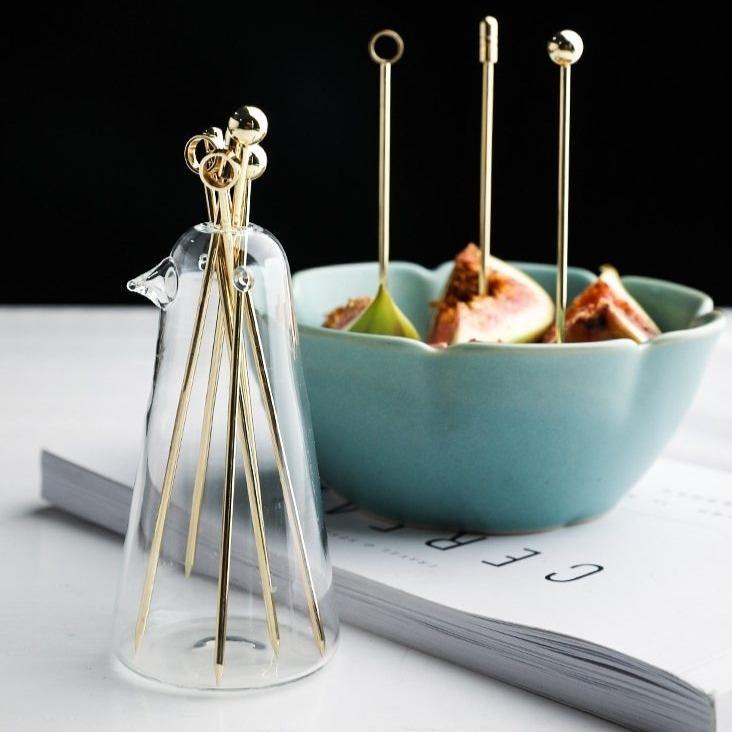 BowLift | Elegant Stainless Steel Fruit Fork Jar