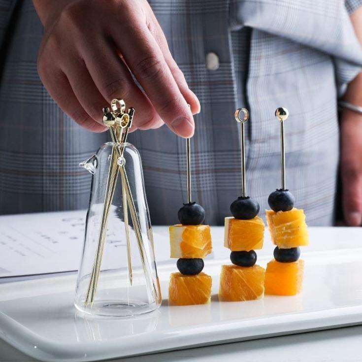 BowLift | Elegant Stainless Steel Fruit Fork Jar