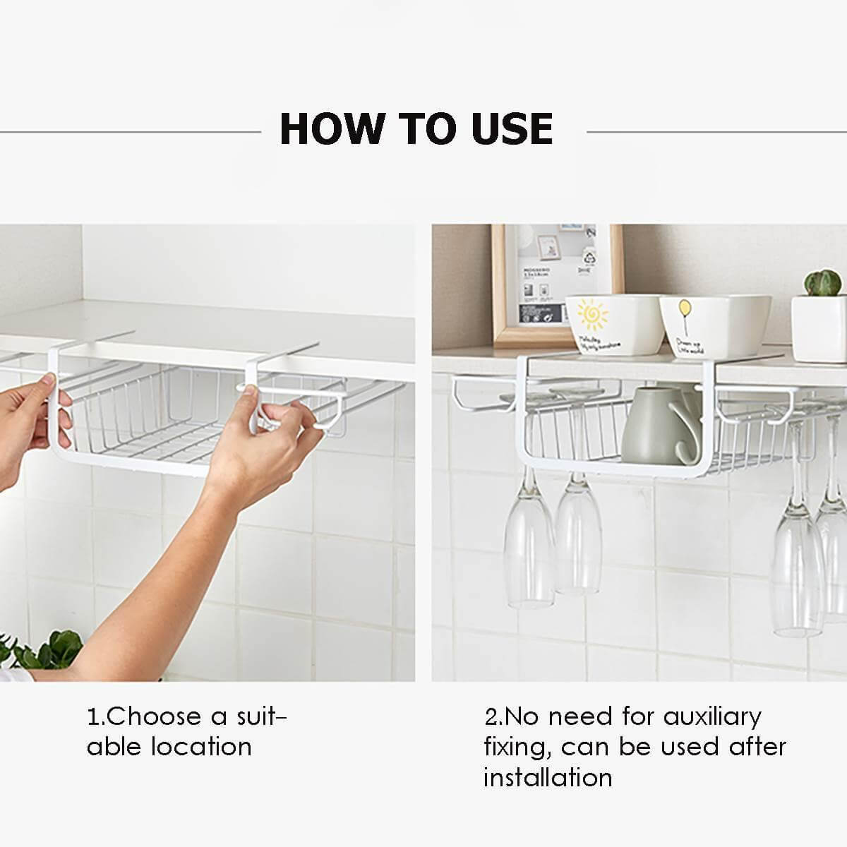 BowLift | Under Cabinet Glass Holder Rack