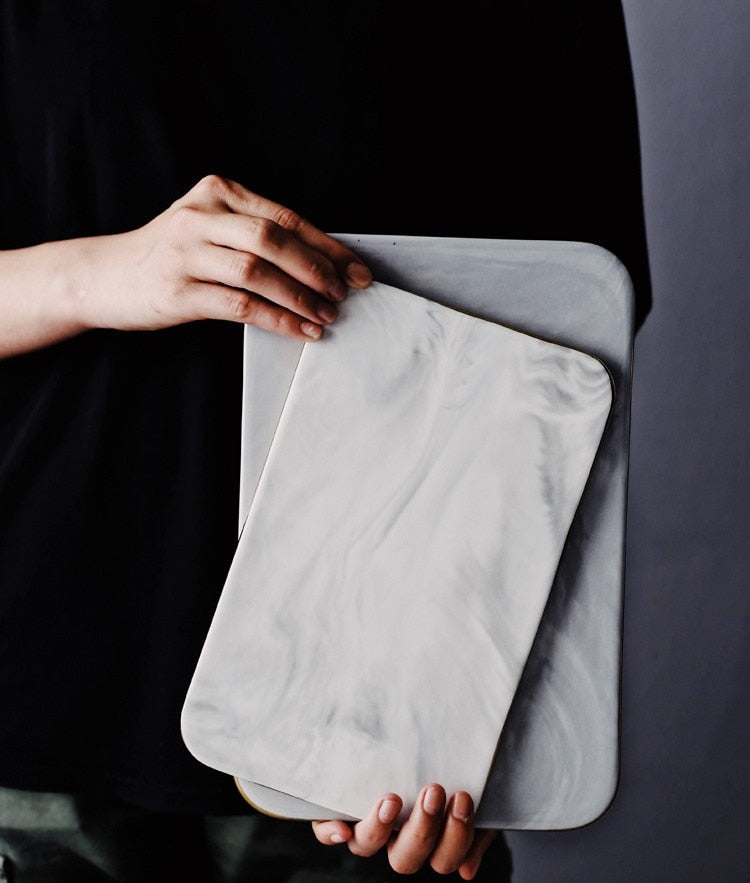 BowLift | Elegant White Marble Ceramic Cutting Board