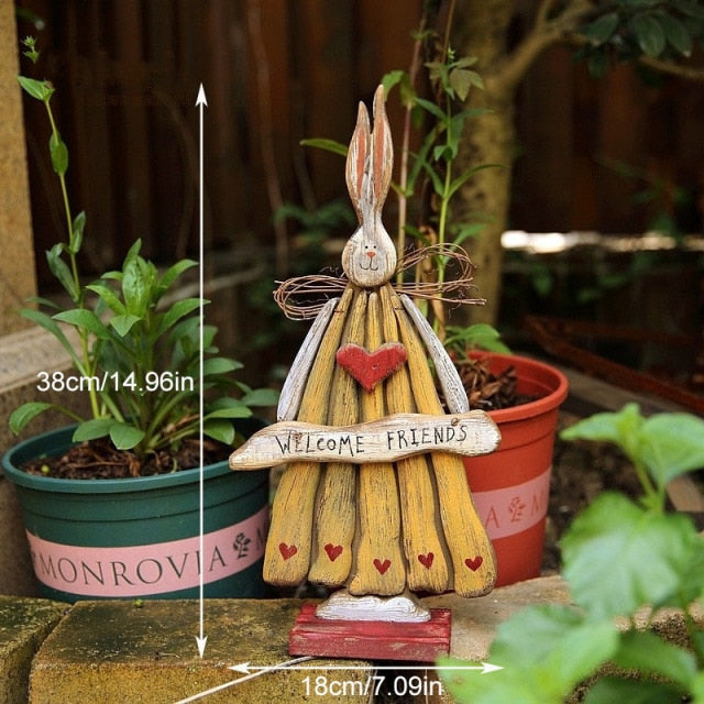 BowLift | Wood Retro Easter Bunny Outdoor Ornament