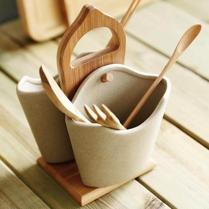 BowLift | 2pcs Japan Style Ceramic Silverware Container