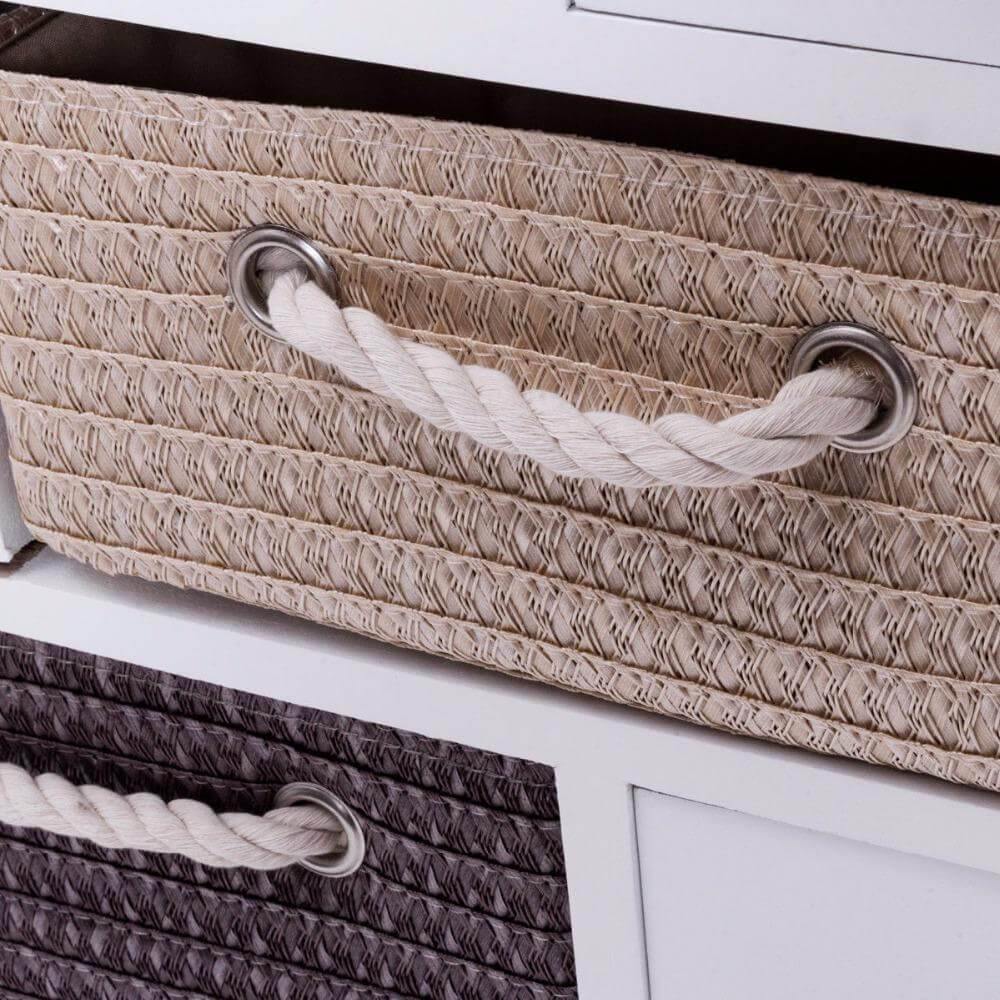 BowLift | Wooden 4 Drawer 4 Woven Basket Storage Cabinet